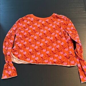 Maeve Orange and Pink Cherry Pattern Top
